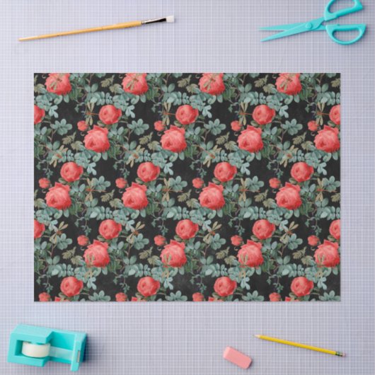 Rozen en libellen (Design 15) Tissuepapier (Craft)