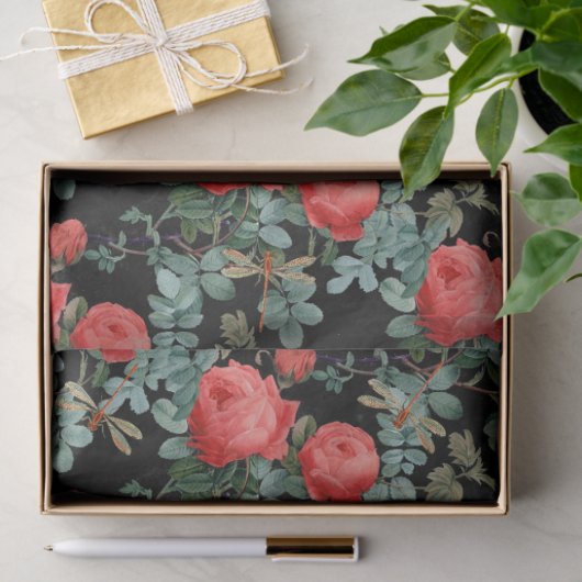Rozen en libellen (Design 15) Tissuepapier (Geschenk)