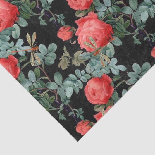 Rozen en libellen (Design 15) Tissuepapier (Detail)