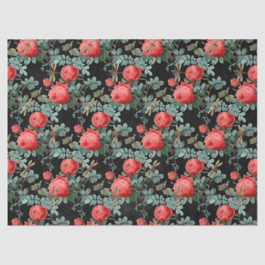 Rozen en libellen (Design 15) Tissuepapier (Voorkant)