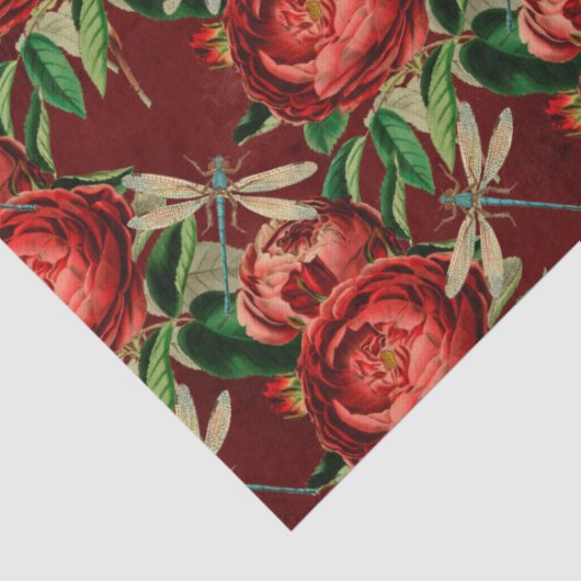 Rozen en libellen (Design 5) Tissuepapier (Detail)