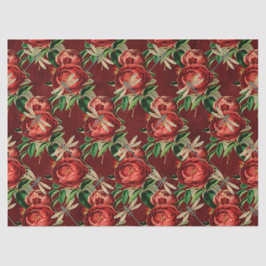 Rozen en libellen (Design 5) Tissuepapier (Voorkant)