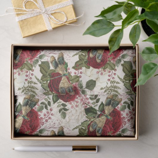 Rozen en libellen (Design 7) Tissuepapier (Geschenk)