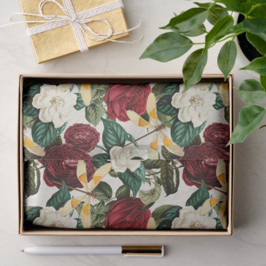 Rozen en libellen (Design 8) Tissuepapier (Geschenk)