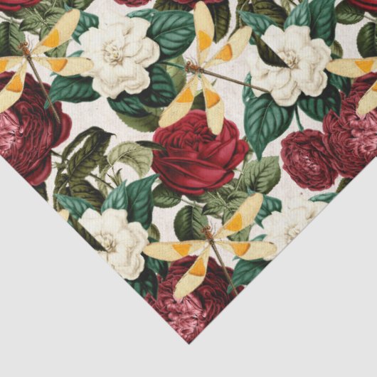 Rozen en libellen (Design 8) Tissuepapier (Detail)