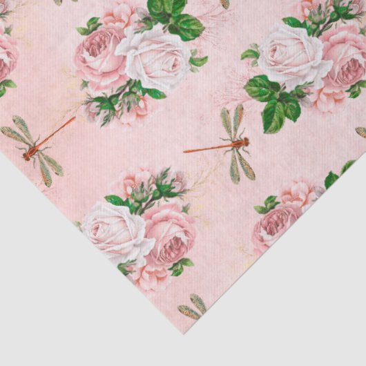 Rozen en libellen (ontwerp 2) tissuepapier (Detail)