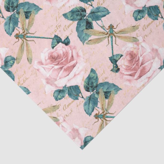 Rozen en libellen (ontwerp 6) tissuepapier (Detail)