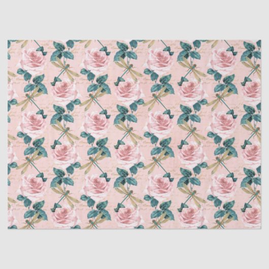 Rozen en libellen (ontwerp 6) tissuepapier (Voorkant)