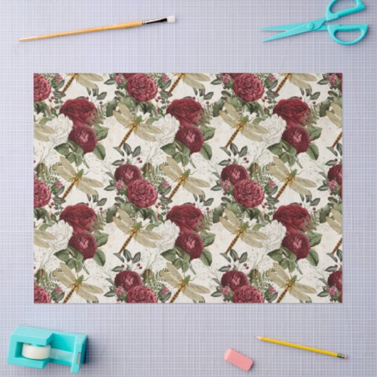 Rozen en libellen tissuepapier (Craft)