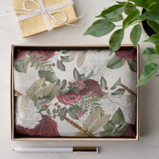 Rozen en libellen tissuepapier (Geschenk)