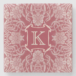 Rozen en lielie in het rode monogram Stenen Onderzetter