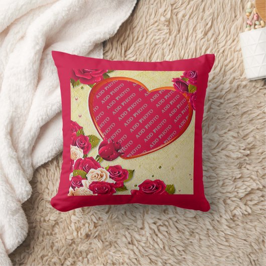 Rozen en Lijst hart Foto toevoegen Kussen (Deken)