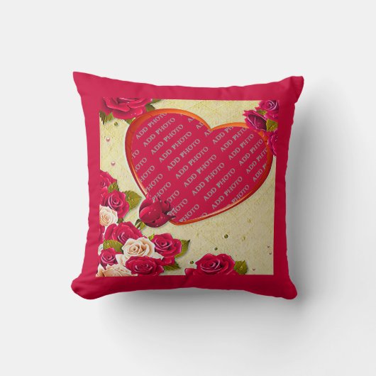 Rozen en Lijst hart Foto toevoegen Kussen (Voorkant)