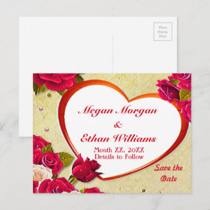 Rozen en Lijst hart opslaan Briefkaart datum