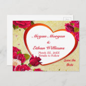 Rozen en Lijst hart opslaan Briefkaart datum (Voorkant / Achterkant)