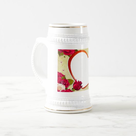 Rozen en Lijst hart Voeg je foto toe Bierpul (Voorkant links)