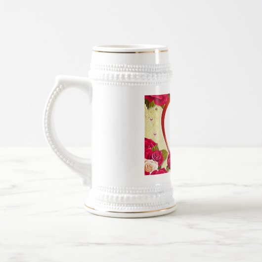 Rozen en Lijst hart Voeg je foto toe Bierpul (Links)