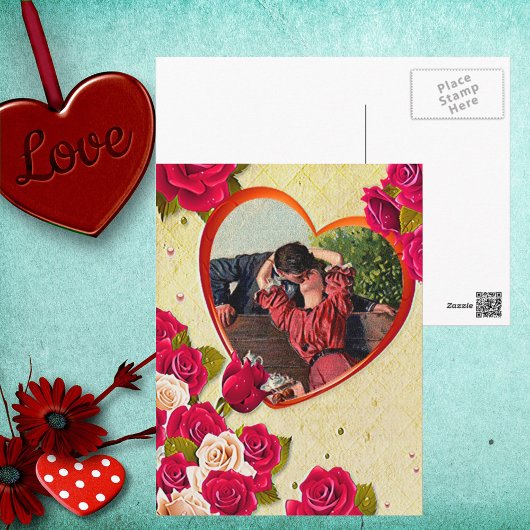 Rozen en Lijst hart Voeg je foto toe Briefkaart