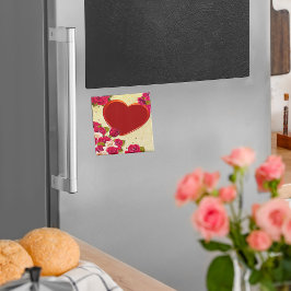 Rozen en Lijst hart Voeg je foto toe Magneet