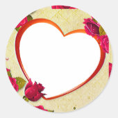 Rozen en Lijst hart Voeg je foto toe Ronde Sticker (Voorkant)