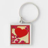 Rozen en Lijst hart Voeg je foto toe Sleutelhanger (Voorkant)