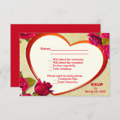 Rozen en Lijst van hart RSVP en menu-Briefkaart (Voorkant / Achterkant)