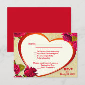 Rozen en Lijst van hart RSVP en menu-Briefkaart Kaartje (Voorkant / Achterkant)