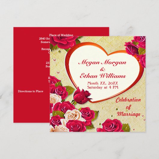 Rozen en Lijst van het hart Kaart (Voorkant / Achterkant)