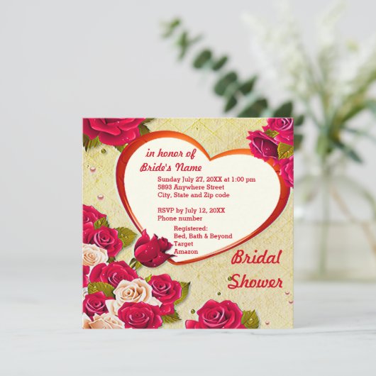 Rozen en Lijst van het hart Kaart (Staand voorkant)