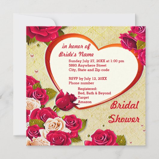 Rozen en Lijst van het hart Kaart (Voorkant)