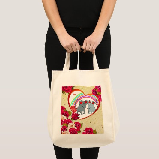 Rozen en Lijsten van het hart met regenboog Tote Bag (Voorkant (product))