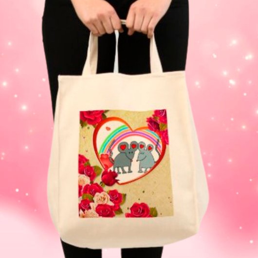 Rozen en Lijsten van het hart met regenboog Tote Bag