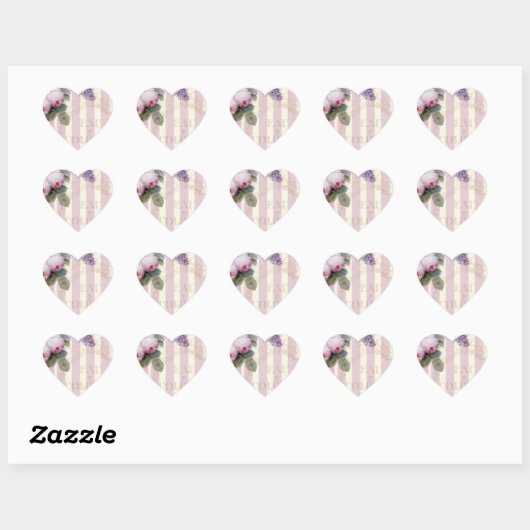  Rozen en Lila Hart Sticker (Vel)