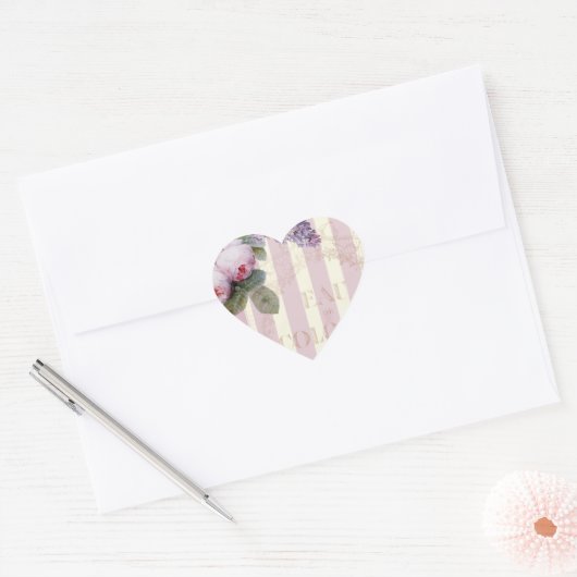  Rozen en Lila Hart Sticker (Envelop)