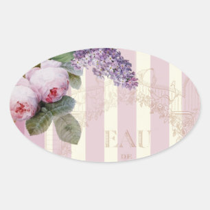  Rozen en Lila Ovale Sticker