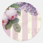 Rozen en Lila Ronde Sticker (Voorkant)