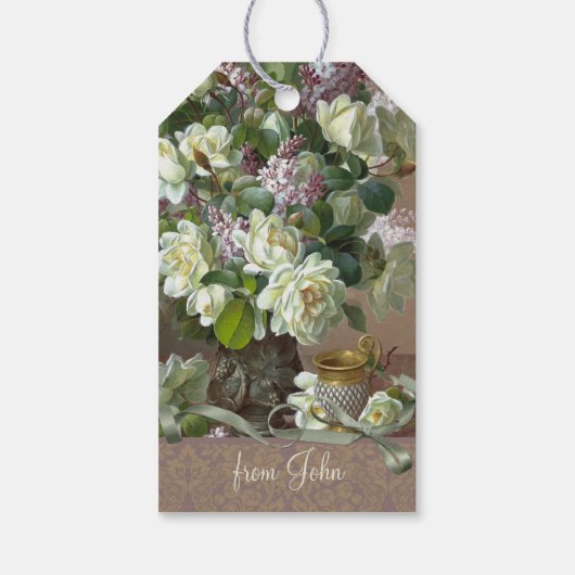 Rozen en lilacs CC0174 De Longpré Flowers Cadeaulabel (Achterkant)
