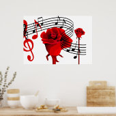Rozen en Love Music Poster (Keuken)
