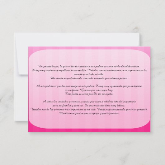 Rozen en luchters Quinceanera Hartelijk dank Bedankkaart (Achterkant)