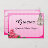 Rozen en luchters Quinceanera Hartelijk dank Bedankkaart (Voorkant / Achterkant)