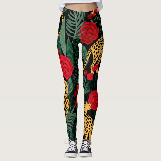 Rozen en luipaarden leggings (Voorkant)
