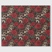 Rozen en luipaardprint cadeaupapier (Vlak)