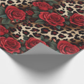 Rozen en luipaardprint cadeaupapier (Hoek)