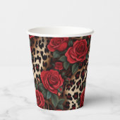 Rozen en luipaardprint papieren bekers (Achterkant)