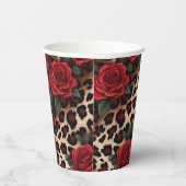 Rozen en luipaardprint papieren bekers (Rechts)