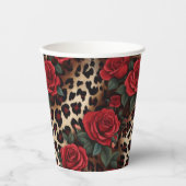 Rozen en luipaardprint papieren bekers (Voorkant)