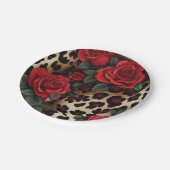 Rozen en luipaardprint papieren bordje (Gekanteld)