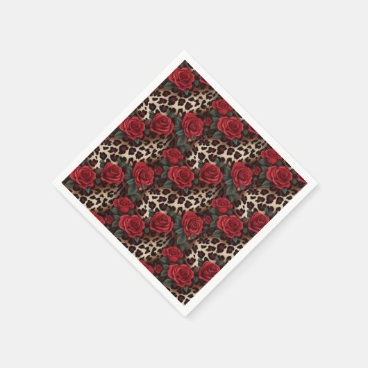 Rozen en luipaardprint servet (Hoek)