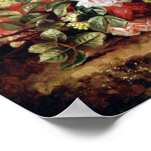 Rozen en Mahogany, door Paul de Longpre Fine Art P Poster (Hoek)