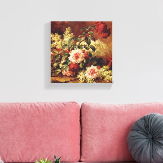 Rozen en Mahogany, van de Longpre Wrapped Canvas (Insitu (Woonkamer))